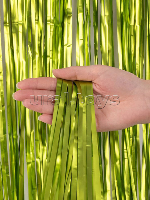 Занавес Дождик Зеленый, Матовый металл, 100*200 см, 1 шт.