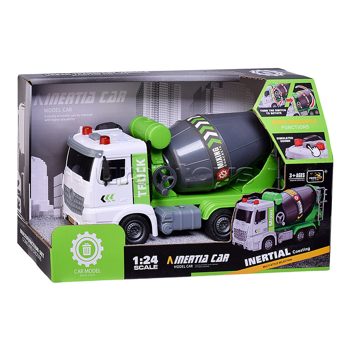 Машина "Бетономешалка" на батарейках, в коробке