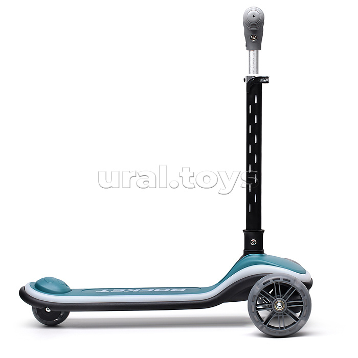 Самокат трёхколёсный ROCKET светящиеся колеса PU, дека, рулевая стойка, цвет бирюзовый
