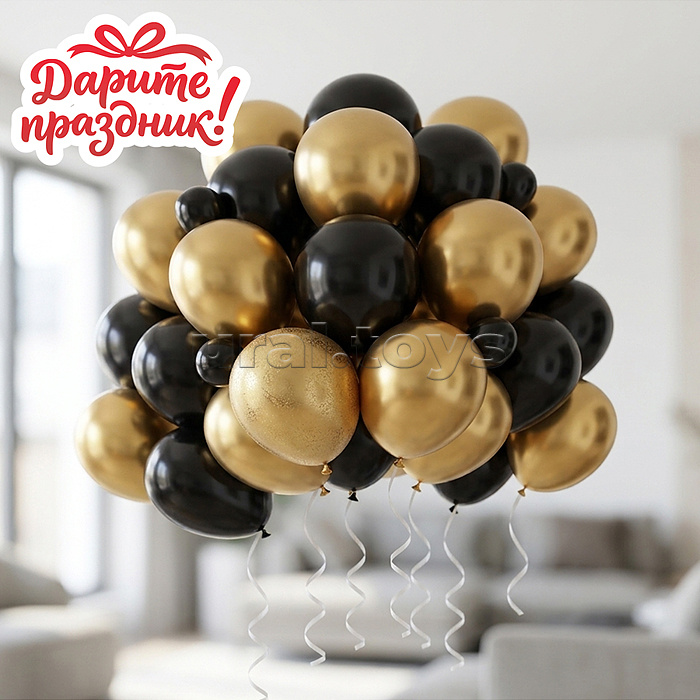 Украшение интерьерное Фонтан из шаров "Чёрное золото" 50 шт.