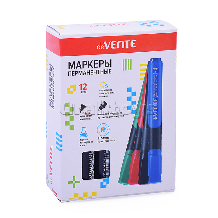 Маркер перманентный круглый корпус с каучуковыми вставками, с клипом, пулевидный наконечник, ширина линии 4 мм, черный