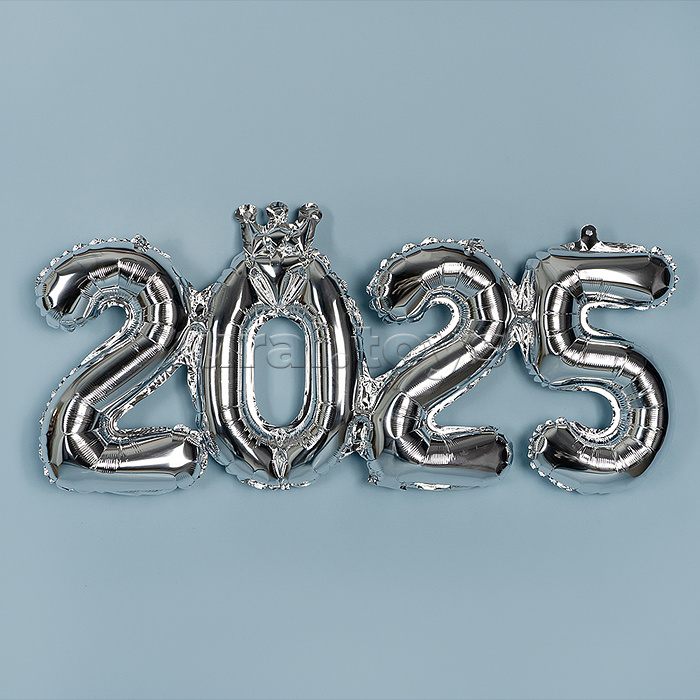Шар с клапаном (17''/43 см) Мини-цифра, 2025, Серебро, 1 шт. в уп. Шар с клапаном (17''/43 см) Мини-цифра, 2025, Серебро, 1 шт. в уп.
