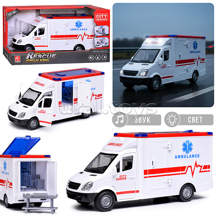 Машина "Rescue service" (свет, звук) цвет белый, в коробке