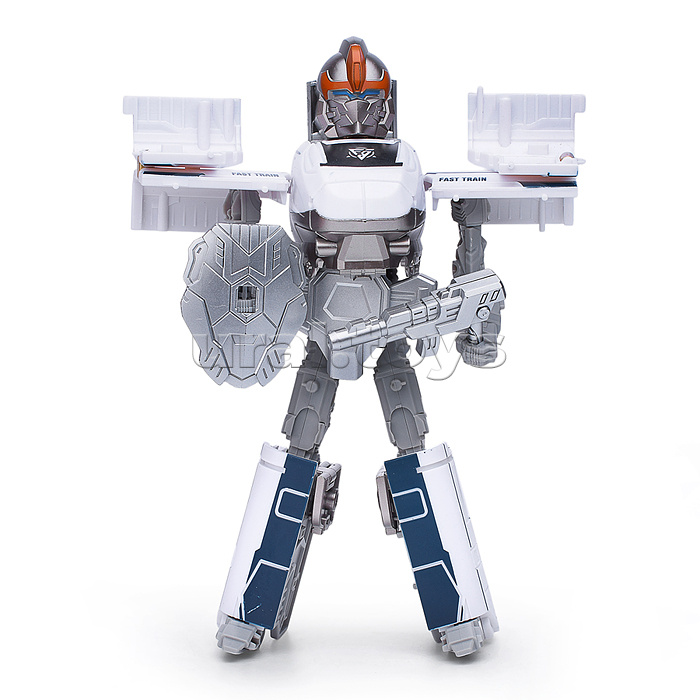 Трансформер 2в1 "Робот-поезд" цвет голубой, BOX 27,6х21,3х10,9см