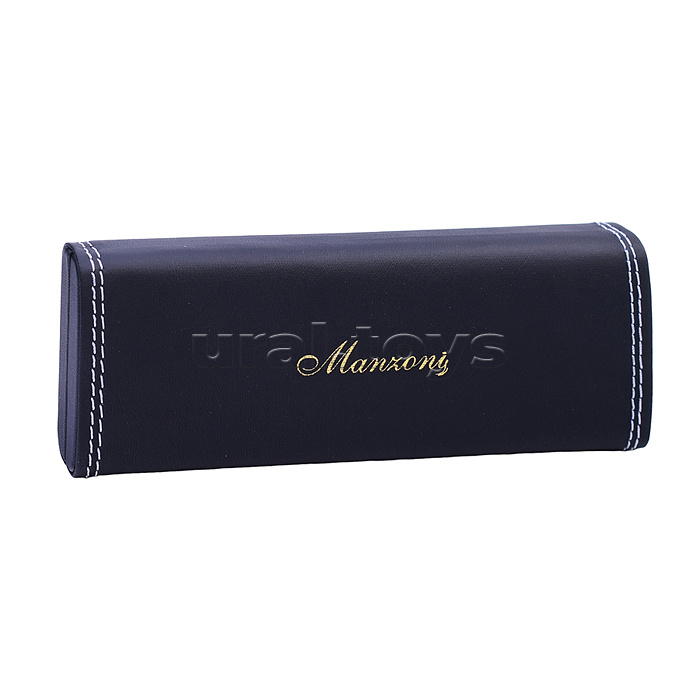 Ручка шариковая подарочная Manzoni Aprilla Классический синий 1 мм корпус металл золот. кож/з футл.