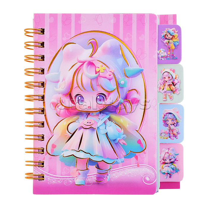 Блокнот на евроспирали "Девочки" 11.6х7.8 см, 69 л, комбинированный внутренний блок, плотность бумаги 70г/м2, 4 дизайна в ассортименте, ОПП-упаковка