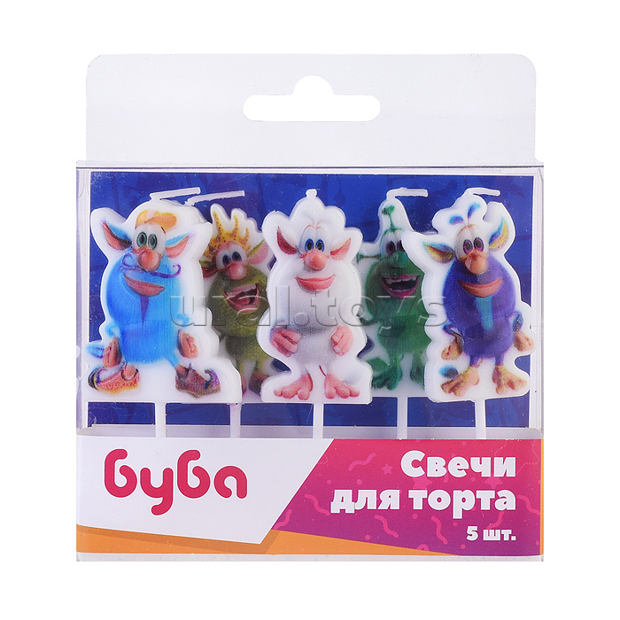 Свечи Буба, Играем Вместе, 3,5*4,5 + 3,5 см, 5 шт. с держат.