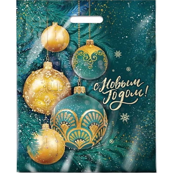 Пакет ПЭ с вырубной ручкой 38х47+6см (60) "Сибирский декор" НГ ламинированный