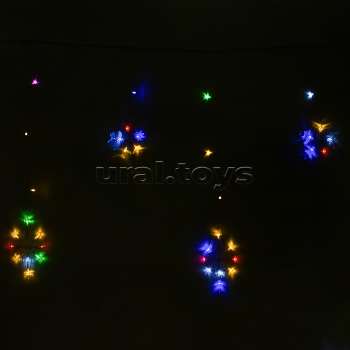 Электрогирлянда-занавес светодиодная "Звезды", цветная
