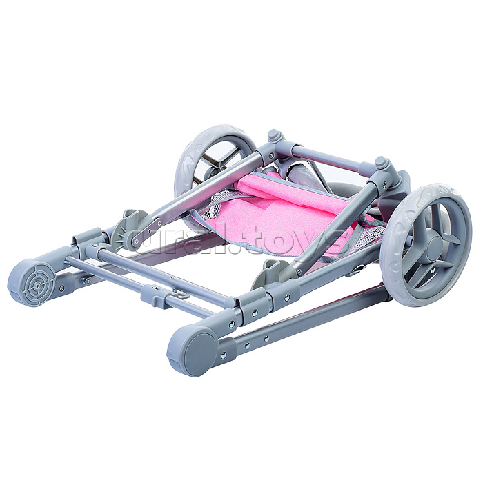 Коляска зима-лето 9636 для кукол, металл. с люлькой-переноской, со сменным коробом, с корзиной, в пакете