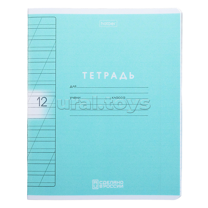 Тетрадь 12л. косая линия "Цветной набор" А5ф 60-65г/кв.м на скобе пластиковая обложка 200мкм 5 диз.