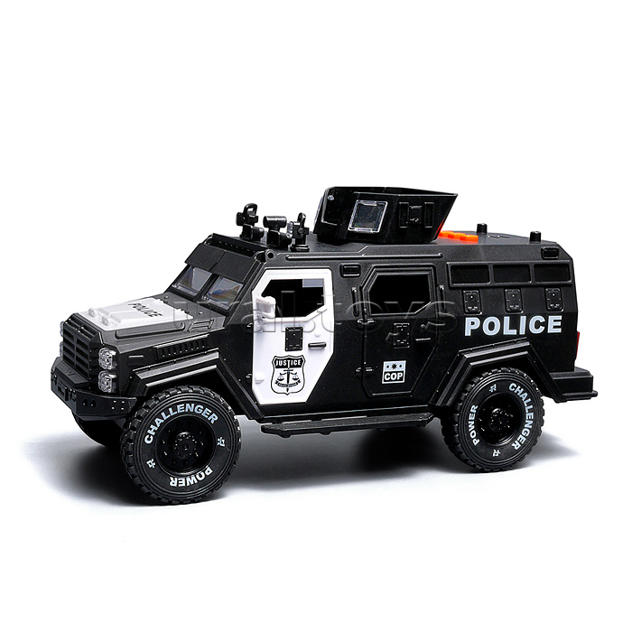 Машина "Бронеавтомобиль полиции" (свет, звук) цвет черный, в коробке