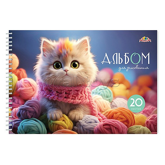 Альбом для рисования 20л. "Котенок" на гребне, мел. цв. картон. обл. Альбом для рисования 20л. "Котенок" на гребне, мел. цв. картон. обл.