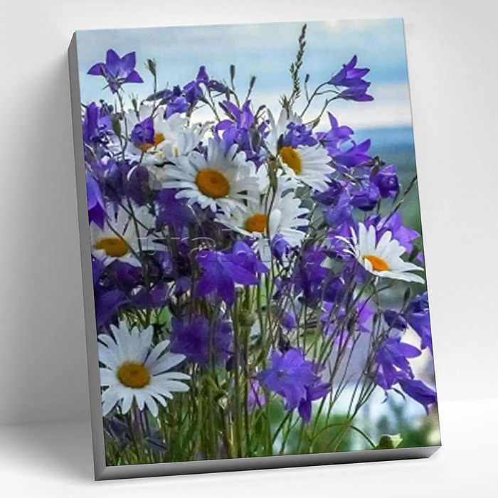 Картина по номерам 40х50 "Полевые цветы" (17 цветов)