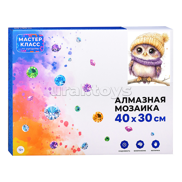 Мозаика алмазная "Совенок на ветке" 30*40см.