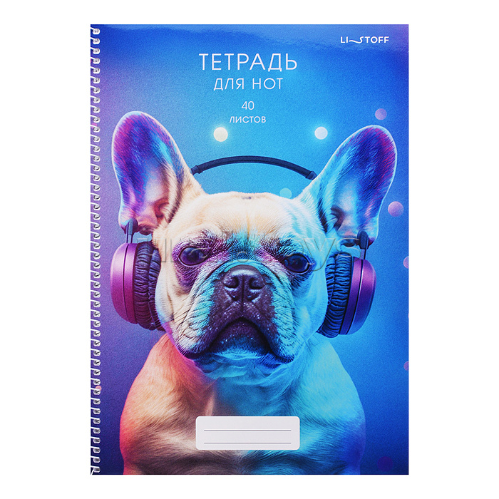 Тетрадь для нот А4, 40л. "Любитель музыки" евроспираль. обложка мелованный картон 190г/м2,