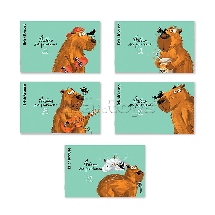 Альбом для рисования 24л. на скобе Happy Capy, А4,