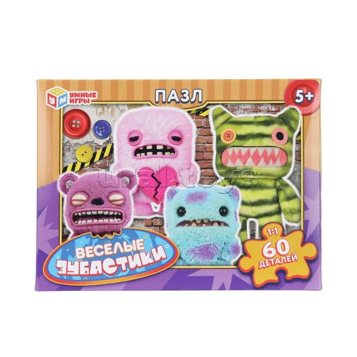 Пазлы 60 "Веселые зубастики" 190х141х35 мм Пазлы 60 "Веселые зубастики" 190х141х35 мм