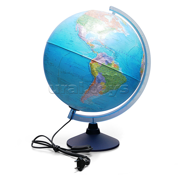 Интерактивный глобус Земли политический 320мм с подсветкой от сети Рельефный