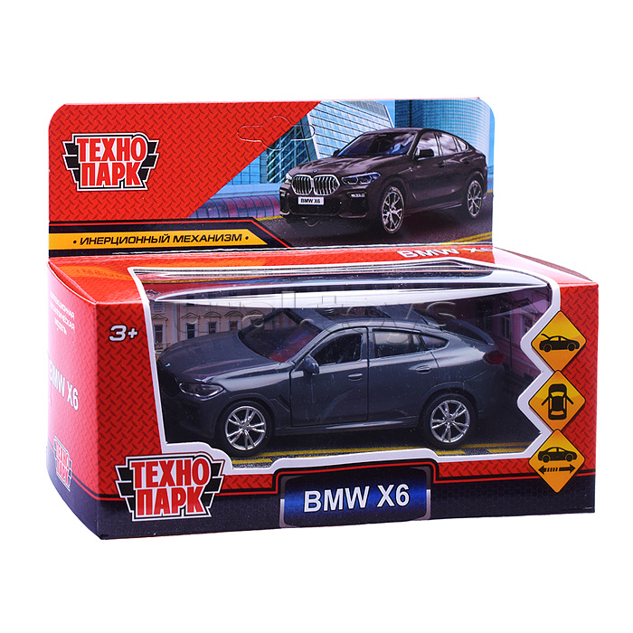 Машина металл BMW X6 12 см, (двери, багаж, темно серый)инерц, в коробке Машина металл BMW X6 12 см, (двери, багаж, темно серый)инерц, в коробке