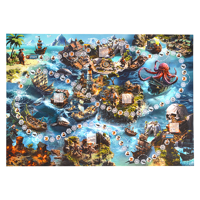Игра-ходилка в коробке с карточками. Тайна пиратского клада Игра-ходилка в коробке с карточками. Тайна пиратского клада