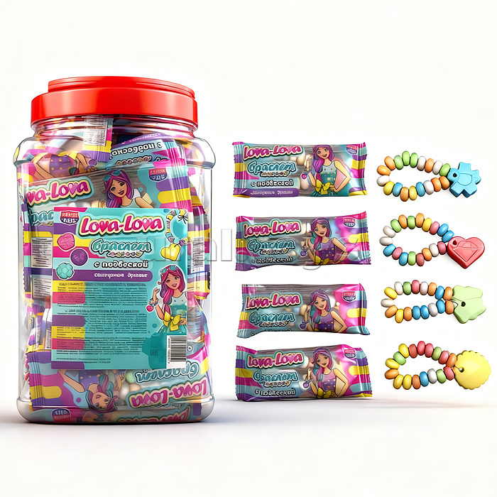 Сахарное драже "Lova-Lova" браслет с подвеской" 12гр*60шт