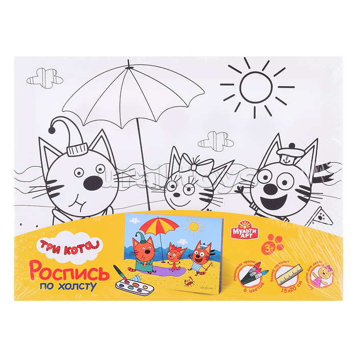 Холст для росписи 15*20 см "Три Кота"