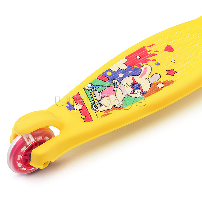 Самокат трёхколёсный ROCKET колёса PU, цвет жёлто-розовый