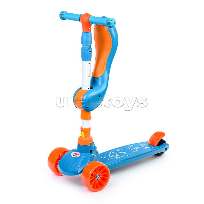 Самокат 3-х кол., голубой, PU, ABEC 7, в коробке