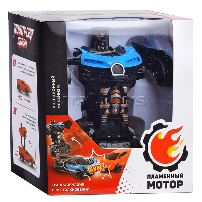 Трансформер Робот-машина Краш, инерц. механизм, синий