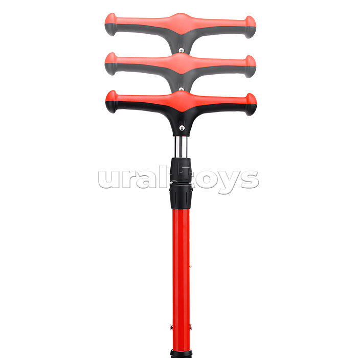 Самокат 3-х. кол., с сиденьем, ограничителем и родительской ручкой, колеса PU, красный, в коробке