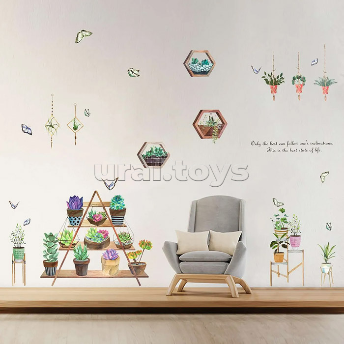 Интерьерная наклейка "Флористика" 60x90 см, ПВХ, в пластиковом пакете с блистерным подвесом