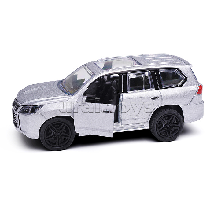 Серебристая инерционная машинка с люком die-cast, 1:32, открывающиеся двери