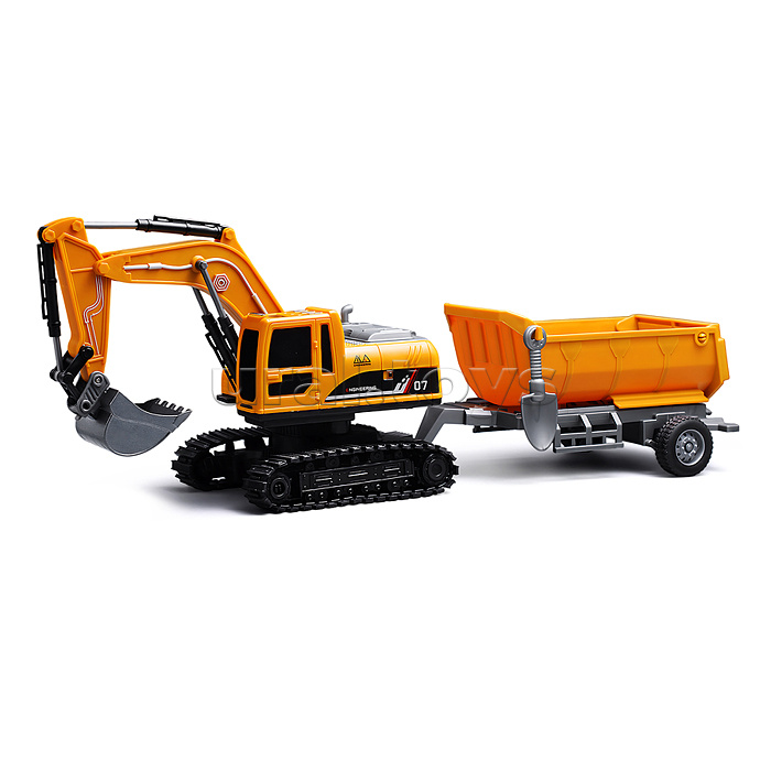 Экскаватор "Строитель" с прицепом, р/у, 27 MHz, в коробке