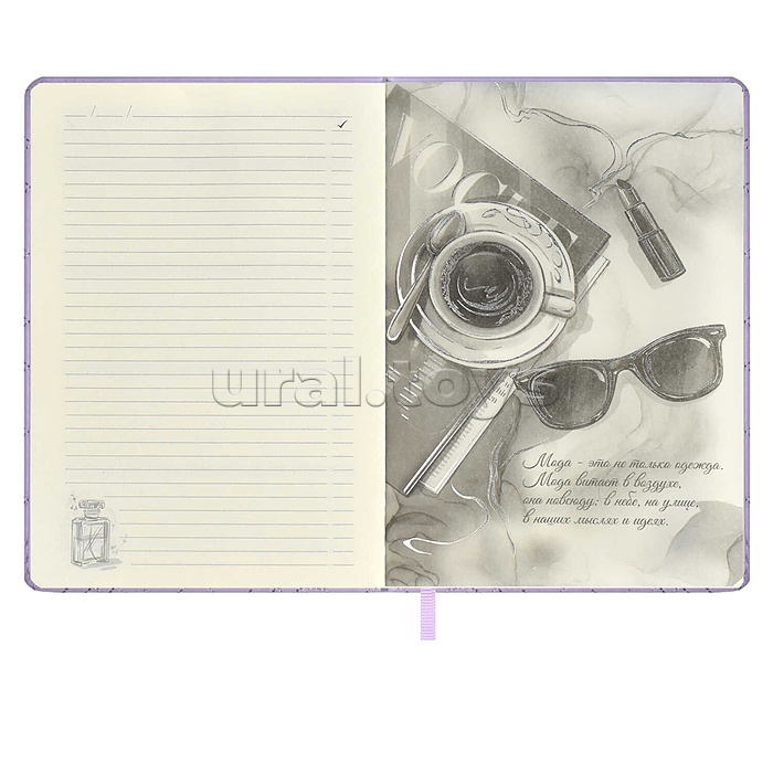 Ежедневник недатированный Escalada, #От-кутюр, А5, 164 л., Лайка сиреневый