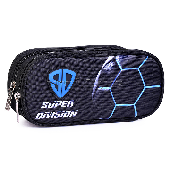Пенал "Super Division" 22x9,5x7 см, овальный для 60 предметов, 2 отделения на молнии, одно с внутренним органайзером, плотный износостойкий полиэстер с водоотталкивающей пропиткой Пенал "Super Division" 22x9,5x7 см, овальный для 60 предметов, 2 отделения на молнии, одно с внутренним органайзером, плотный износостойкий полиэстер с водоотталкивающей пропиткой