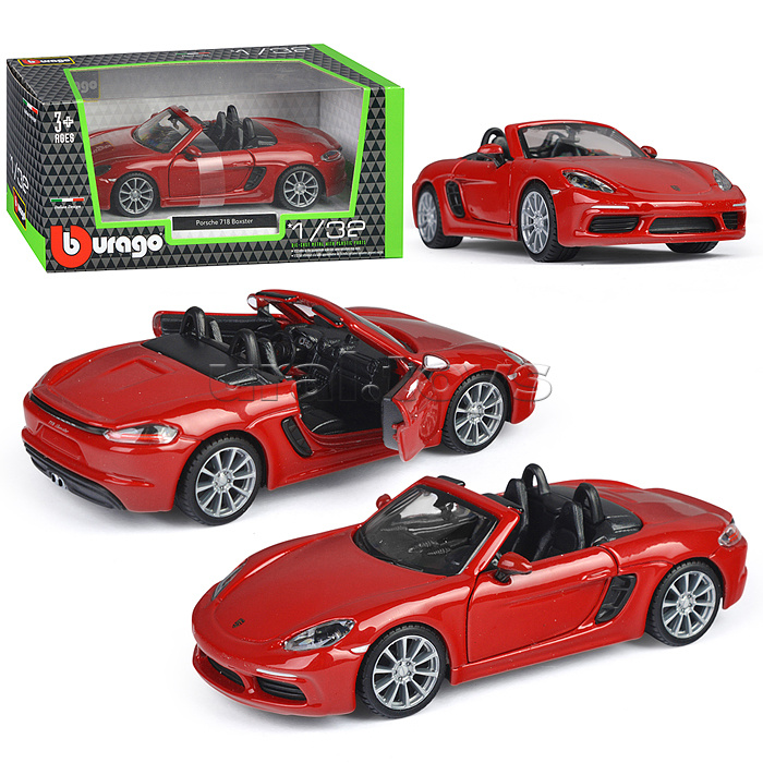 Машинка die-cast Porsche 718 Boxster, 1:32, жёлтая