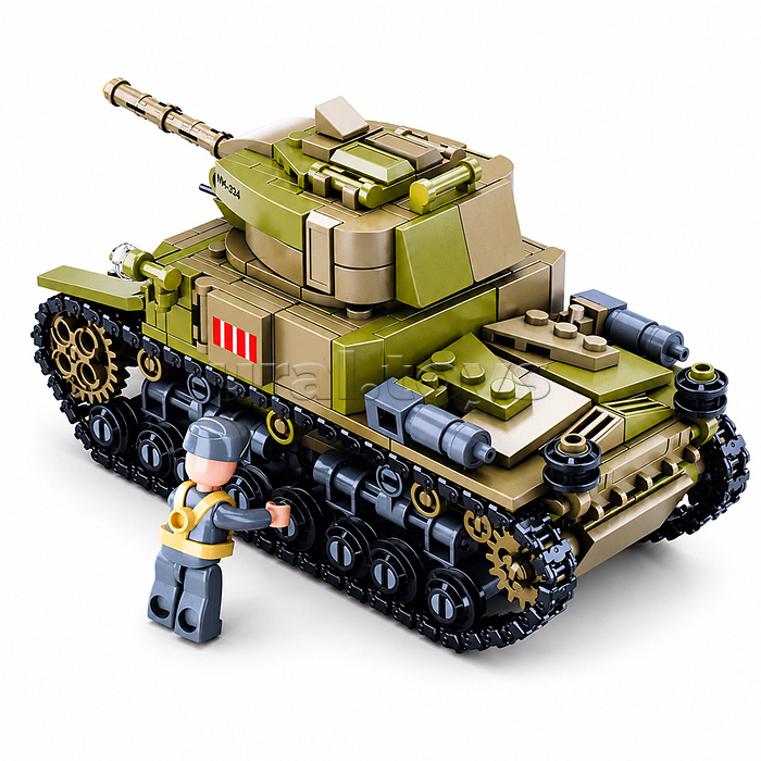 Конструктор "Средний танк с фигурками людей" (463  дет.) в коробке