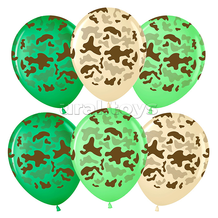 Шар (12''/30 см) Камуфляж, Ассорти, пастель, 5 ст, 25 шт. Шар (12''/30 см) Камуфляж, Ассорти, пастель, 5 ст, 25 шт.