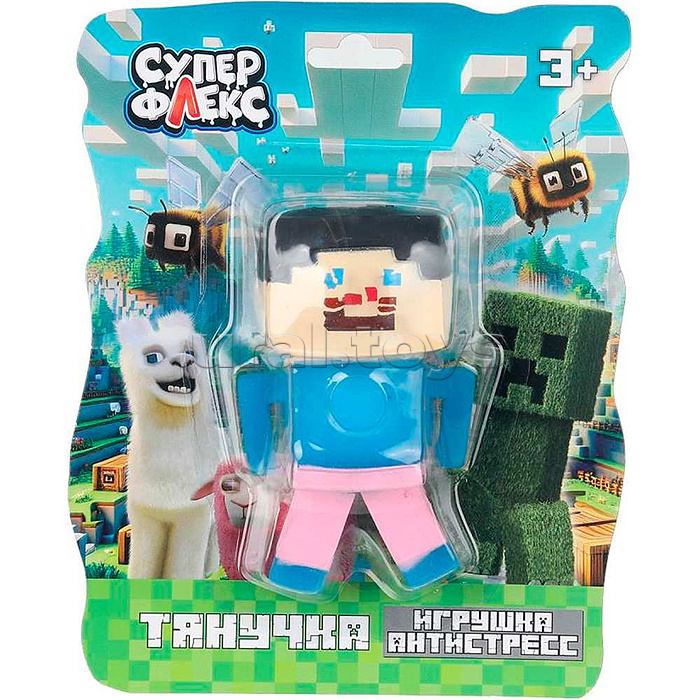 Игрушка антистресс тянучка "Пиксельный персонаж в синем свитере" блистер, Супер Флекс Игрушка антистресс тянучка "Пиксельный персонаж в синем свитере" блистер, Супер Флекс