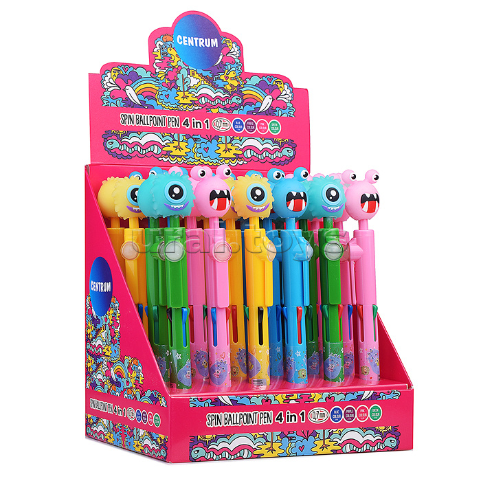 Ручка-автомат "Монстрики" 4 цвета, 0,7 мм в диспле