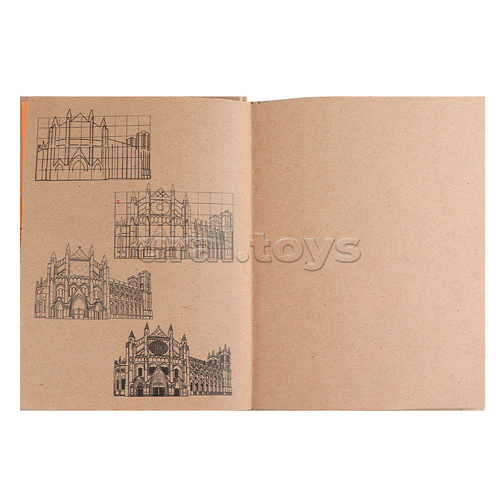 Скетчбук 80л. с пошаговыми эскизами "Элегантная строгость" 7БЦ, КБС с резинкой