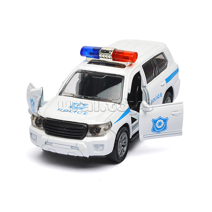 Белая инерционная служебная машинка Кроссовер die-cast,1:32, открывающиеся двери