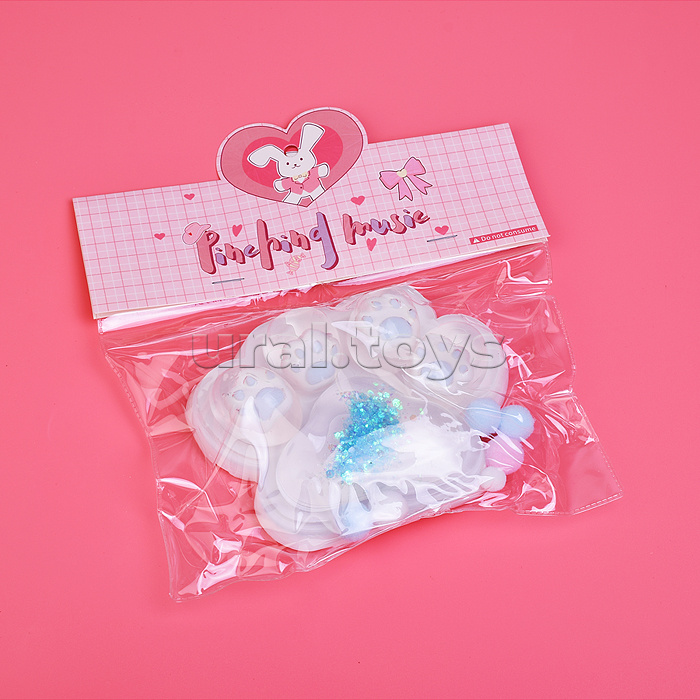 Игрушка-антистресс "Лапка с блестками"