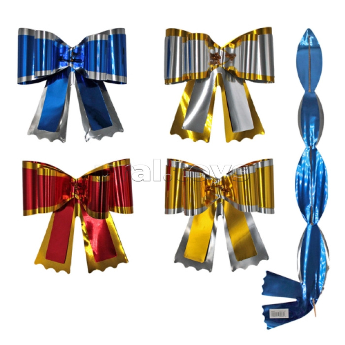 Бантик для подарочной упаковки, размер в собранном виде 11х11 см, цвета в ассортименте