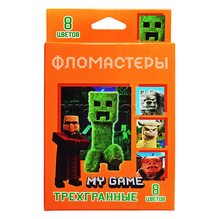 Фломастеры трехгранные"My game" 8 цв., в картонной упаковке с европодвесом