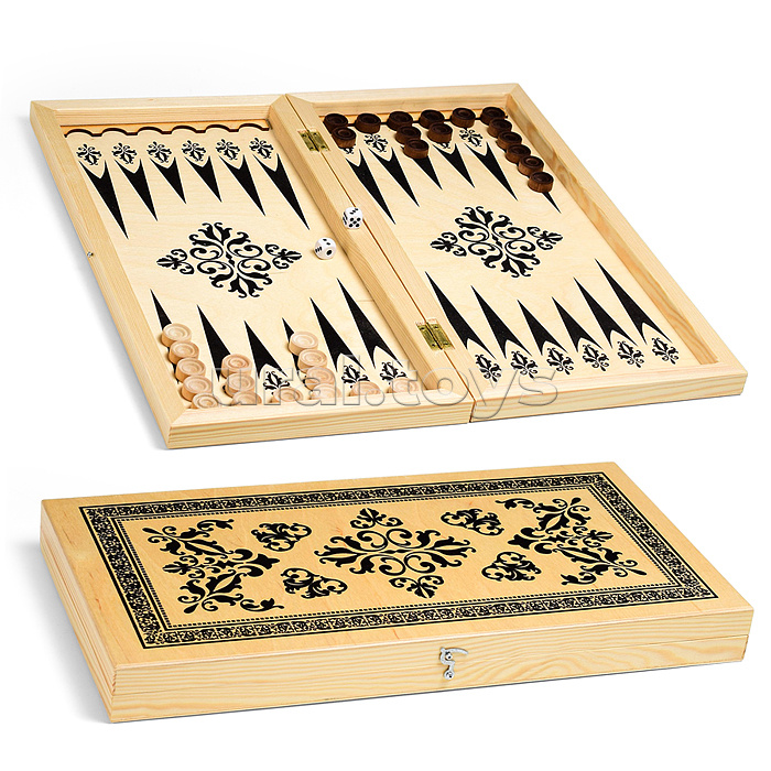 Нарды деревянные малые (400х200мм) дерев. фишки