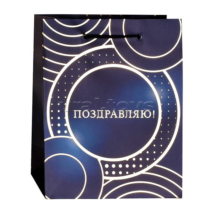 Пакет подарочный с матовой ламинацией и тиснением фольгой 18х23х10 см (M) Круги, 190г (собс.раз.)