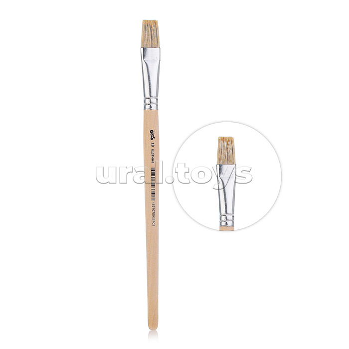 Кисть живописная "Cosmo" щетина № 18 плоская, индивидуальная маркировка, деревянная ручка