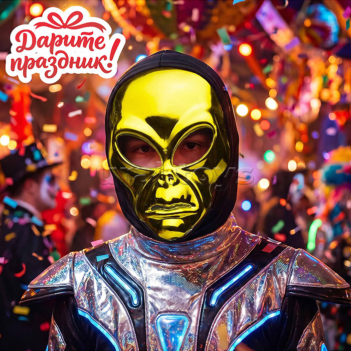 Карнавальная маска "Инопланетянин" в капюшоне